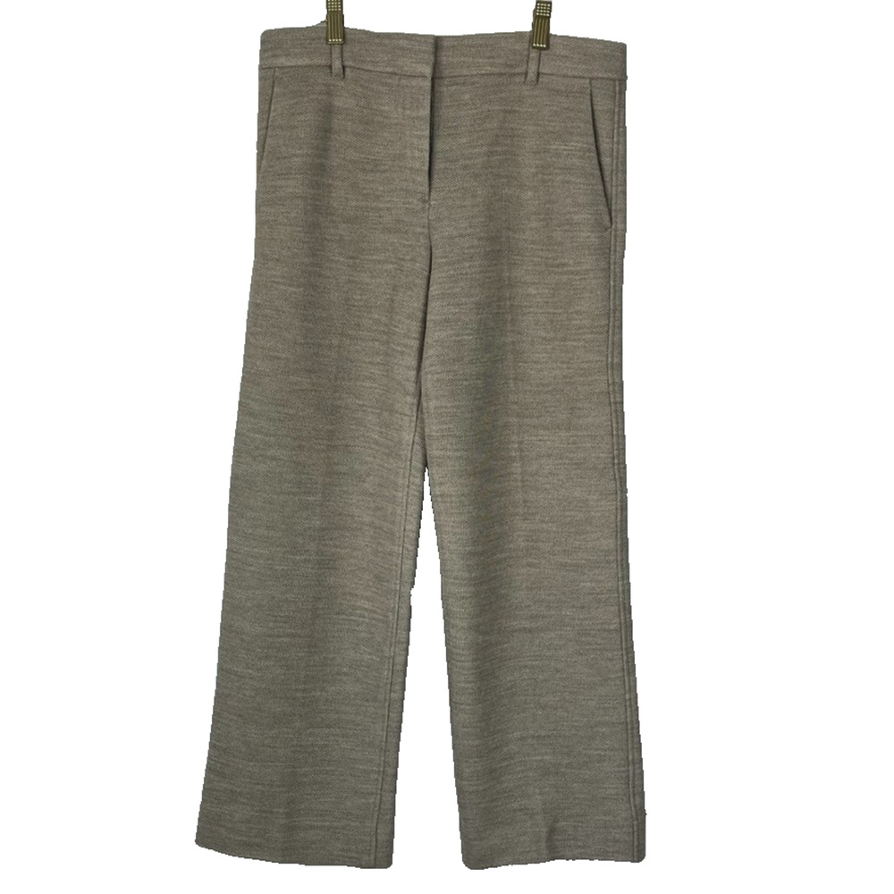 Helmut Lang Straight Slim Pants Women's 4 Brown 100% Wool Silk Lined Pockets